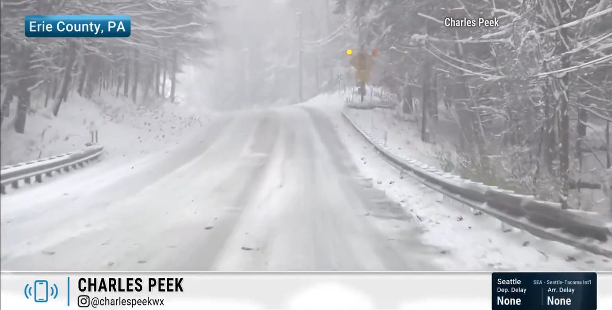 Storm Tracker Charles Peek is driving around Erie County, Pennsylvania, with a live look at conditions as lake-effect snow continues to pummel the area.