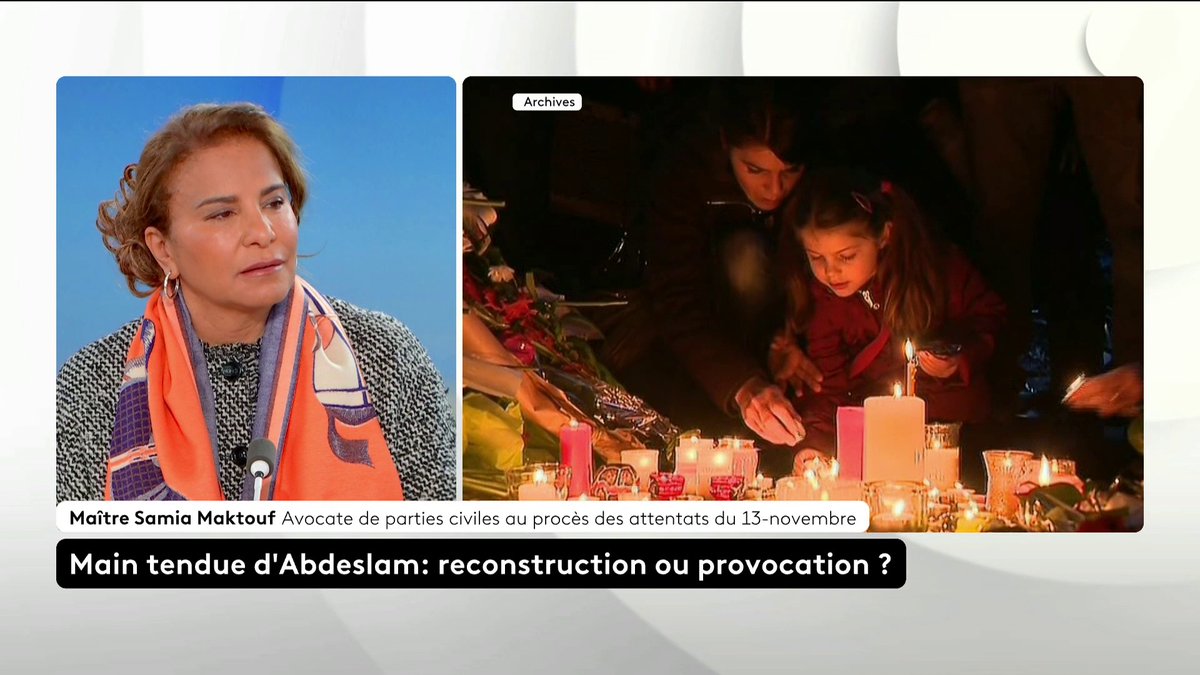 🔴 🗣️ "C'est une déclaration qui est ressentie comme honteuse, inexplicable, et indécente" : Samia Maktouf, avocate de parties civiles du 13 novembre, réagit à la demande de Salah Abdeslam d'entamer une démarche de justice restaurative. Sonia Chironi #ToutEstPolitique #Canal16