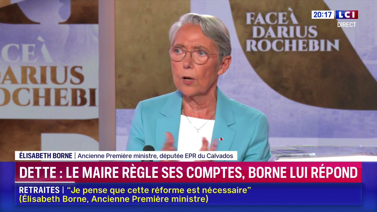 🗣️ "Jordan Bardella ne fait clairement pas partie de l'arc républicain. Je ferai tout pour que le Rassemblement national et les extrêmes en général n'arrivent pas au pouvoir", déclare Élisabeth BORNE sur LCI ➡️ Darius Rochebin