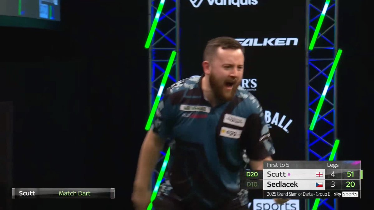 SCUTT THROUGH WITH DARTING DRAMA! Connor Scutt had bust 51, but survived two missed darts at double from Karel Sedlacek to win 5-3 and secure his place in the knockouts! 📺 #GSOD | Group E