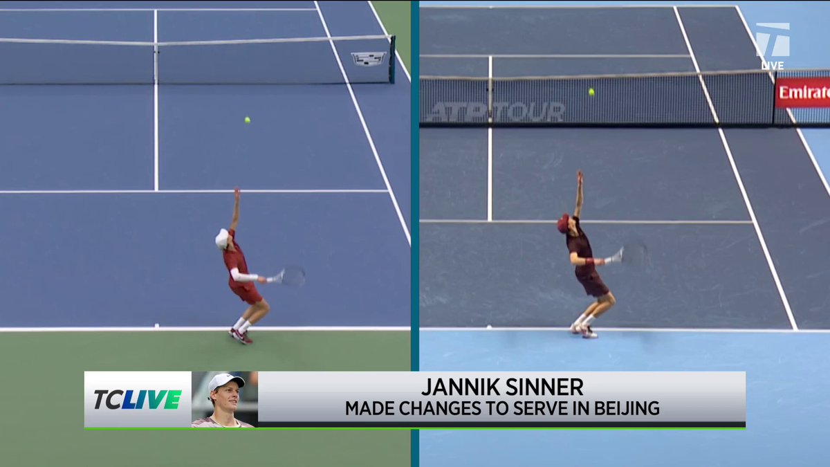 Side by side comparison of Jannik Sinner's serve at the US Open vs ATP Finals 👀 What do you notice?