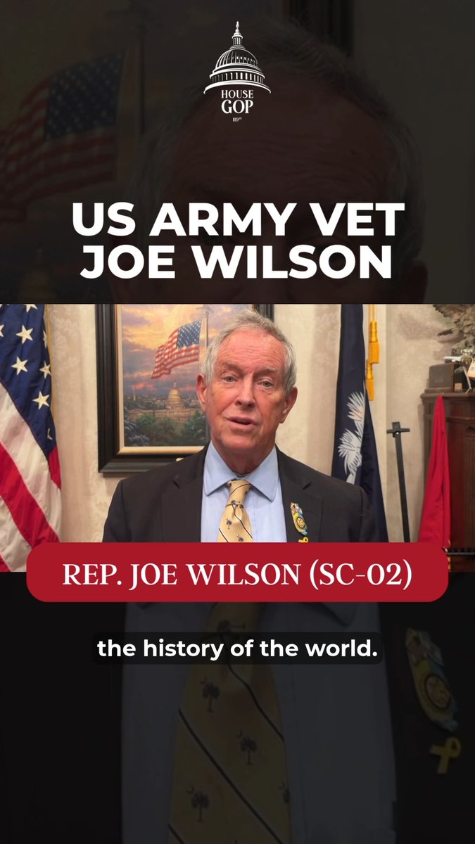 WATCH: Joe Wilson, 31-year U.S. Army vet and father of four sons who served in the military, thanks our veterans, and President Trump, for keeping America safe!