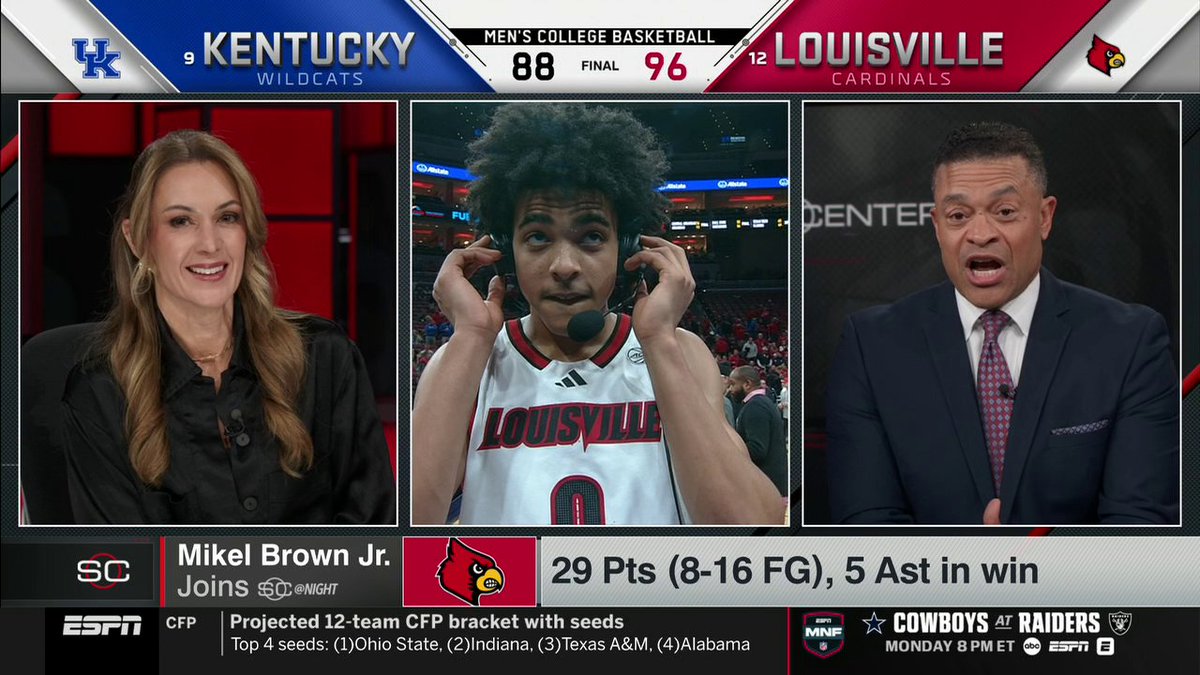 Mikel Brown Jr. says head coach Pat Kelsey is getting the aux after Louisville's rivalry win vs. Kentucky 🔥😂