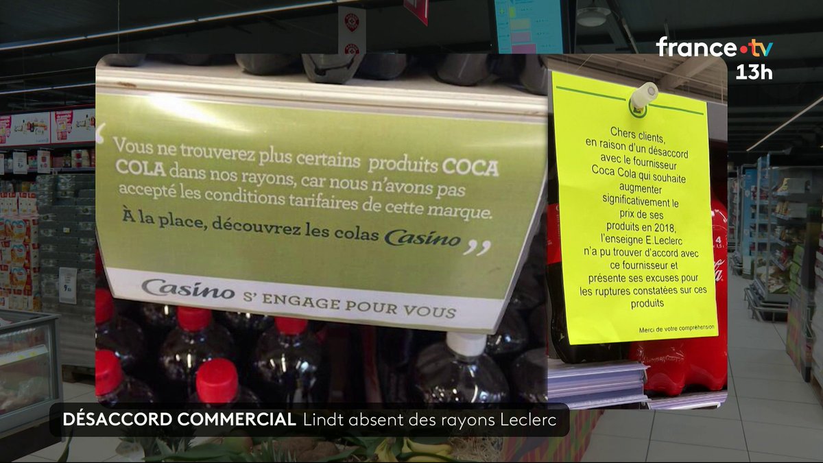🇫🇷🍫 Les magasins Leclerc ne vendront pas de chocolats Lindt pour Noël cette année. La chaîne de supermarchés est en désaccord avec le chocolatier et refuse ses "tarifs exigés trop importants".