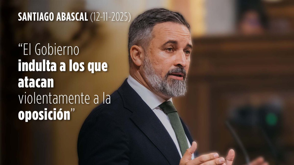PEDRO SÁNCHEZ HA INDULTADO A LOS TERRORISTAS CALLEJEROS QUE ATACARON A VOX. "El Gobierno indulta a los que atacan violentamente a la oposición, y pacta con los que han asesinado y herido a miles de españoles". ‼ Santiago Abascal 🇪🇸