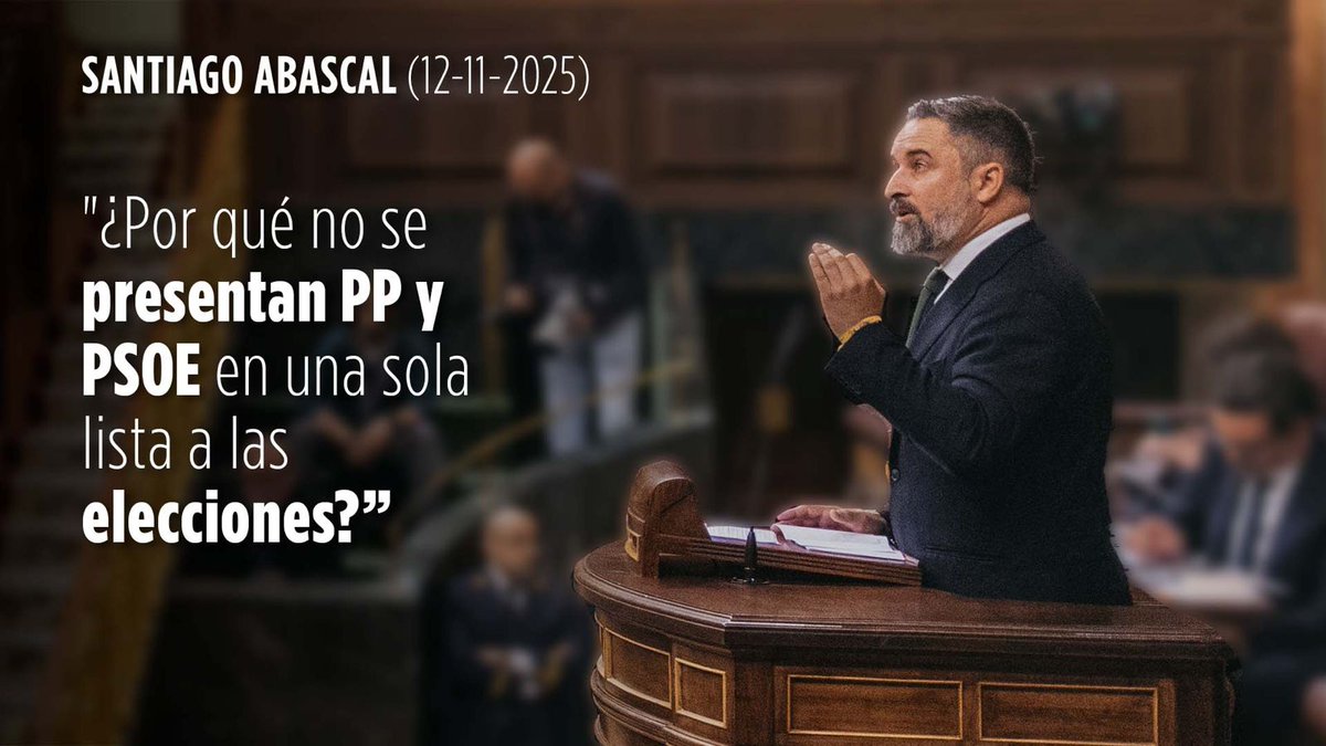 ¿POR QUÉ NO SE PRESENTAN PP Y PSOE EN UNA SOLA LISTA A LAS ELECCIONES? "Si defienden juntos todo lo esencial, todo lo que viene en el Parlamento Europeo y que afecta a la legislación nacional, ¿por qué no se presentan juntos?". ‼ Santiago Abascal 🇪🇸