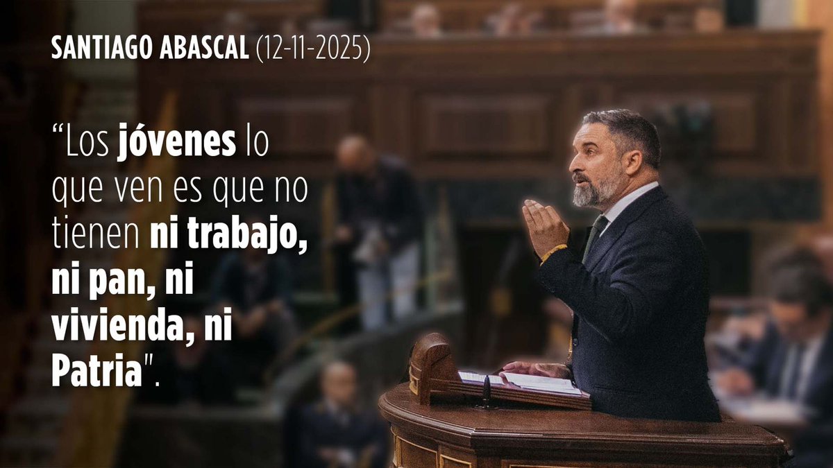 "¡Claro que los jóvenes no se creen su estafa climática! Lo que ven es que no tienen ni trabajo, ni pan, ni vivienda, ni Patria". ⚡ Santiago Abascal 🇪🇸 a Sánchez:
