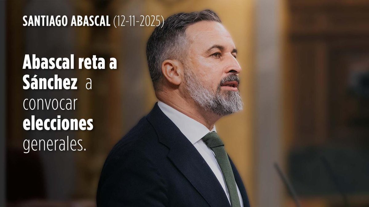 ⚡ Santiago Abascal 🇪🇸 reta a Sánchez desde el Congreso: "Me comprometo en esta tribuna de manera solemne a exigir elecciones inmediatas en la Comunidad Valenciana un segundo después de que usted suba a esta tribuna y convoque elecciones". 🔥 MÁXIMA DIFUSIÓN, ¡ELECCIONES GENERALES YA!