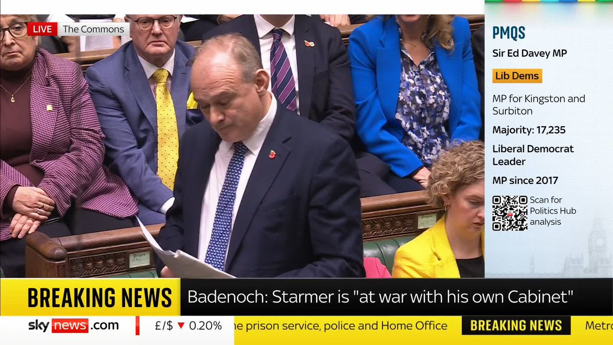 'President Trump is trying to destroy our BBC' Lib Dem leader Sir Ed Davey asks the prime minister to guarantee that Donald Trump 'won't get a single penny' from licence fee payers after the US president threatened to sue the BBC for $1bn. 📺 Sky 501
