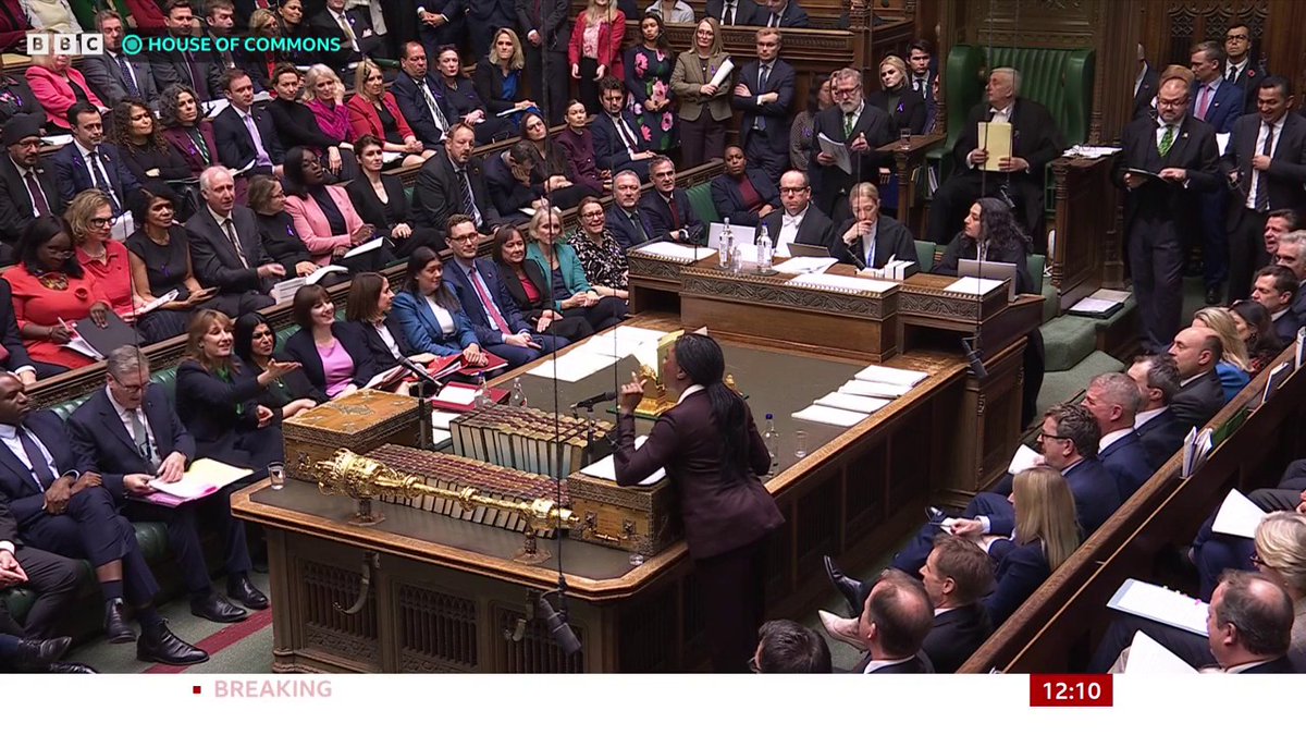 "Two weeks before the Budget, isn't it the case that the PM has lost control of his government, lost the confidence of his party and lost the trust of the British people?" Kemi Badenoch asks "We are rebuilding the country," PM Keir Starmer replies #PMQs