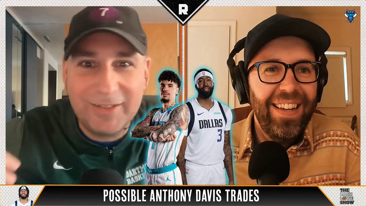 🎙️ Zach Lowe on possible Anthony Davis trades: "A very fun one that will not happen because the timelines don't intersect, but I would pay to watch it happen, is Charlotte. Let's just get crazy in the Eastern Conference. Let's look at LaMelo (Ball), AD... let's go nuts." 🙃
