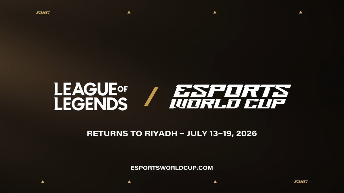2026 could not come any sooner 🥹 Dates for League of Legends at EWC 26 are confirmed, and tickets will drop in January! See you in Riyadh, JULY 13-19