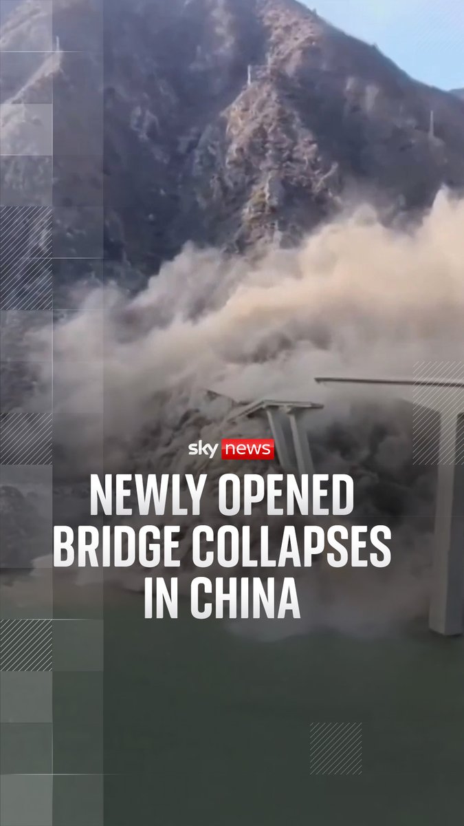 A landslide triggered the collapse of the newly opened Hongqi Bridge in China. There were no casualties as cracks in the bridge were noticed the day before and an evacuation order was put in place. More videos: