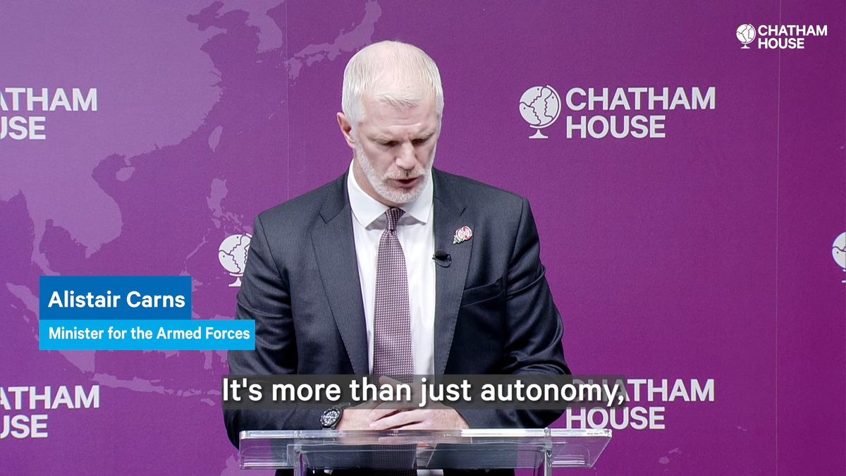 "Rebuilding European deterrence is about more than just capability and what our militaries can achieve; its about what they can sustain." 📹 Al Carns, Minister for the Armed Forces, gave the keynote address at Chatham House's conference on the War in Ukraine. 👇