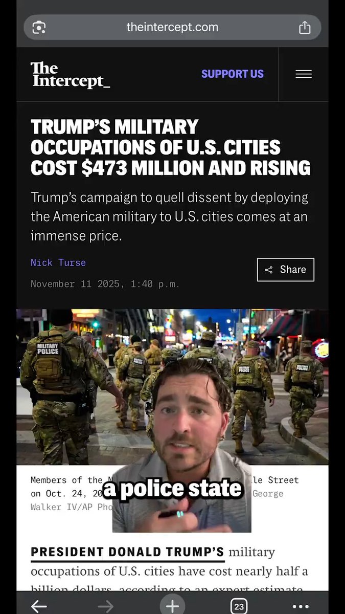 Trump's military occupations of U.S. cities have cost nearly half a billion dollars. And he's just getting started. Read more: ✍️ Nick Turse 📹 jordan