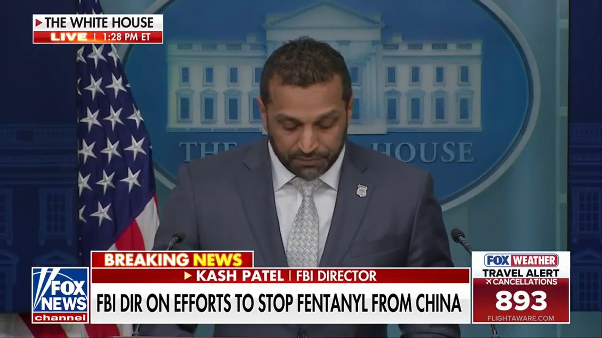 NEW: President Trump has cut off the fentanyl flow, saving “tens of thousands of Americans,” according to FBI Director Kash Patel. Patel says the administration shut down the supply chain by banning substances used to make the deadly drug. “This is a historic, first-of-its-kind achievement by any president to stop the scourge of fentanyl.”