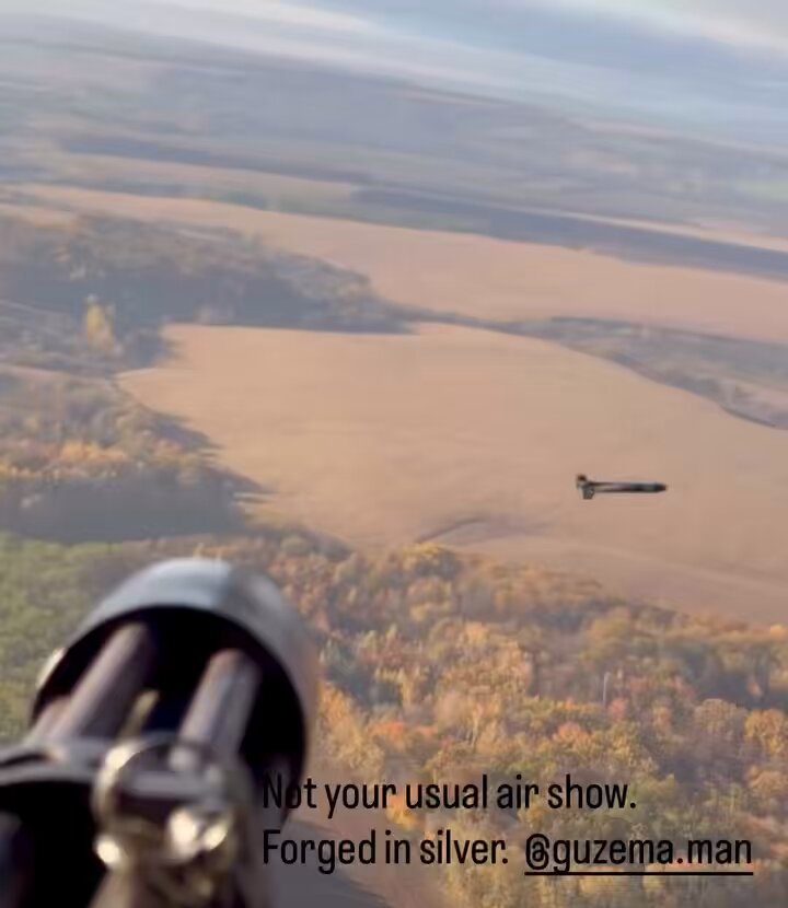 Footage of a Ukrainian Mi-8 helicopter door gunner shooting down a Russian Shahed attack drone with a M134 Minigun.