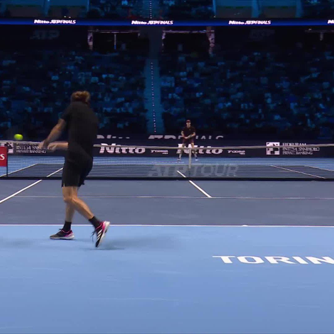 Angle. Power. Perfection 😮‍💨 Great view of Zverev’s signature backhand cross #NittoATPFinals