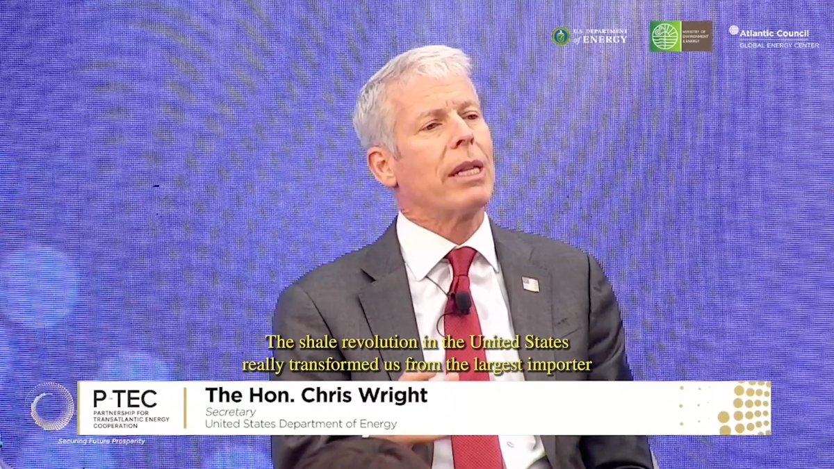 .Secretary Chris Wright on the shale revolution: “A great story for the United States and the world...The surging abundance of natural gas dramatically lowered energy prices."