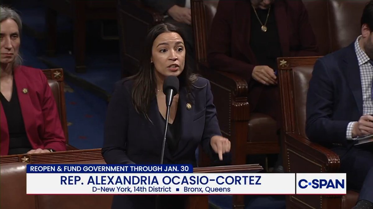.Rep. Alexandria Ocasio-Cortez Alexandria Ocasio-Cortez: "It is unconscionable that what we are debating right now is legislation that will give eight members of the United States Senate over $1 million a piece and we are robbing people of their food assistance and of their healthcare to pay for it."
