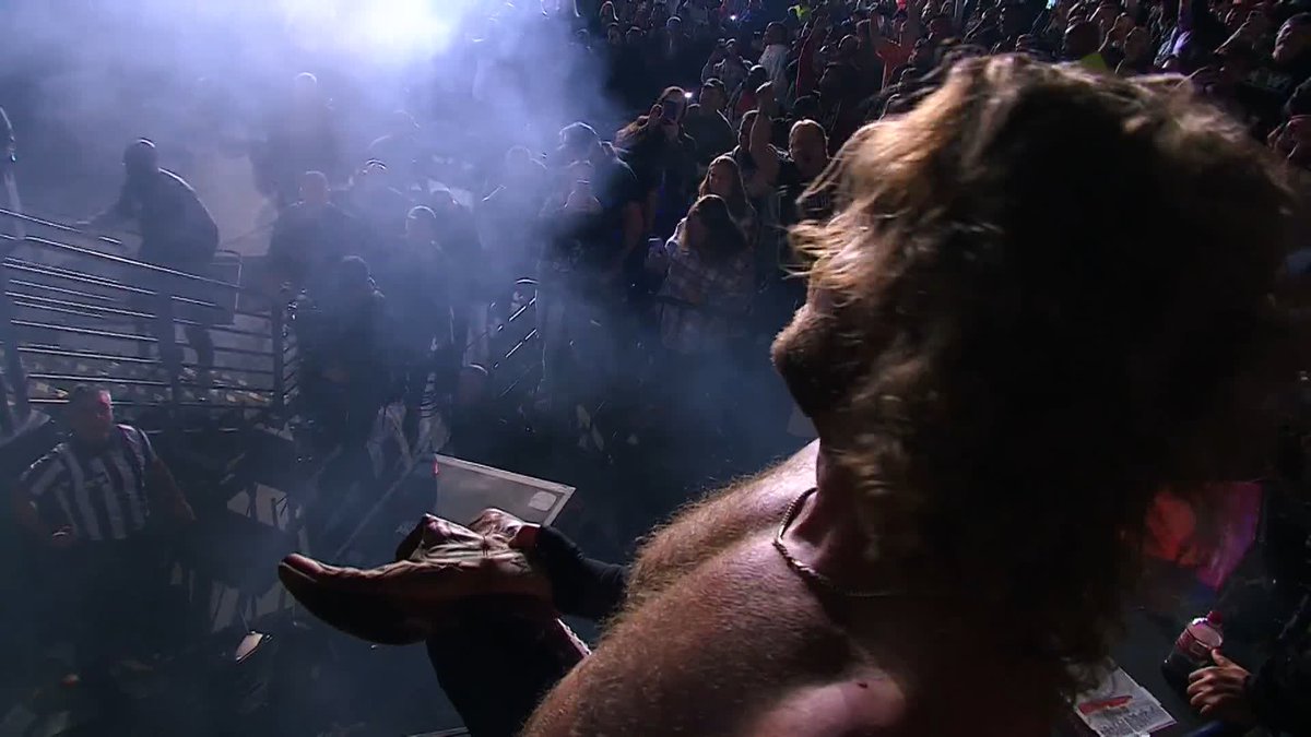 What a shocking move! Hangman sends “The MONSTAR” Will Hobbs crashing to the floor after pulling out all the stops! Watch #AEWDynamite Blood &amp; Guts LIVE on TBS &amp; HBO Max