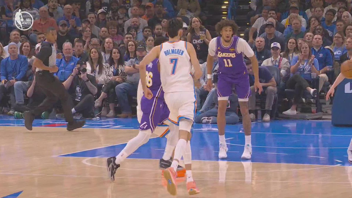 Ajay Mitchell continues to cook for OKC 🔥 Big three to extend the lead vs. the Lakers on ESPN and the ESPN App ⚡