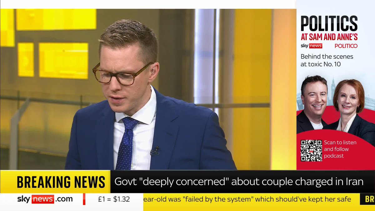 BREAKING: The Foreign Office are "deeply concerned" by reports that a British couple detained in Iran have been charged with espionage. Lindsay and Craig Foreman have gone on hunger strike to 'make the world listen', their son has said. 📺 Sky 501