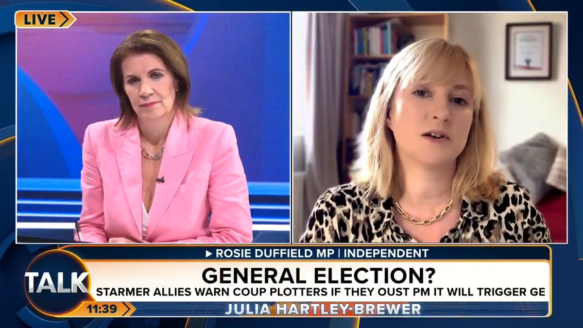 🚨 "No Prime Minister can survive terrible election results, all of the scandals, U-turns and internal squabbles." Former Labour & now Independent MP Rosie Duffield says this could be the "last Labour government for a generation". Julia Hartley-Brewer