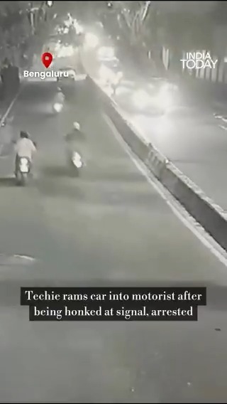 #WATCH | #Bengaluru Police arrested software engineer Sukruth Keshav for allegedly trying to murder a motorist after a quarrel at a traffic signal near Ramaiah College. The victim had honked at him for blocking a free left, after which Sukruth allegedly chased and rammed his Tata Curve into the car. Report by Sagay Raj P || ಸಗಾಯ್ ರಾಜ್ ಪಿ - #CrimeNews #TrafficRage #ViralVideo