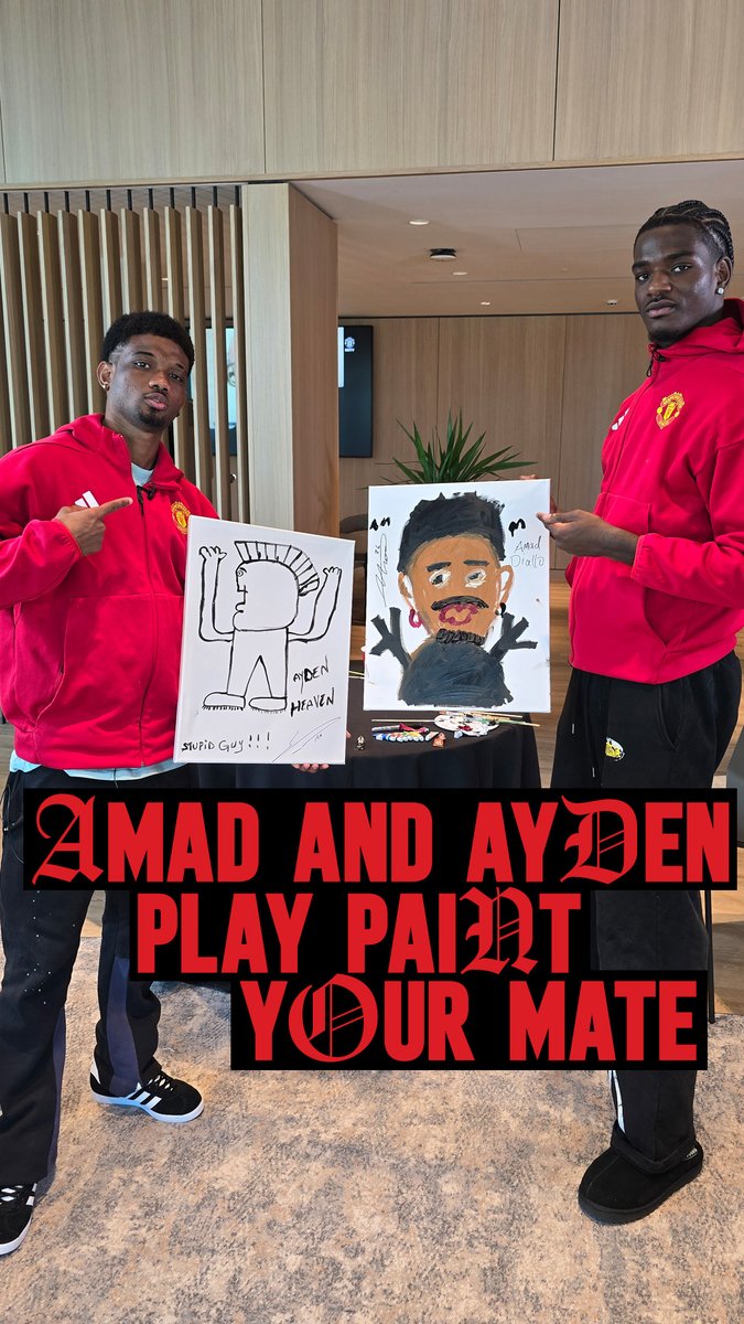 Don't give up the day job, lads 🫣🤣 Watch Amad and Ayden play 'Paint Your Mate' on YouTube now 👨🎨👇