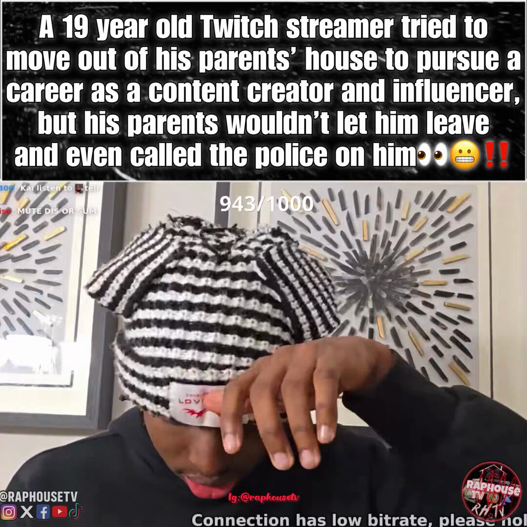 A 19-year-old Twitch streamer tried to move out of his parents’ home to chase a career as a content creator and influencer, but his parents refused to let him go &amp; called the police on him 💔