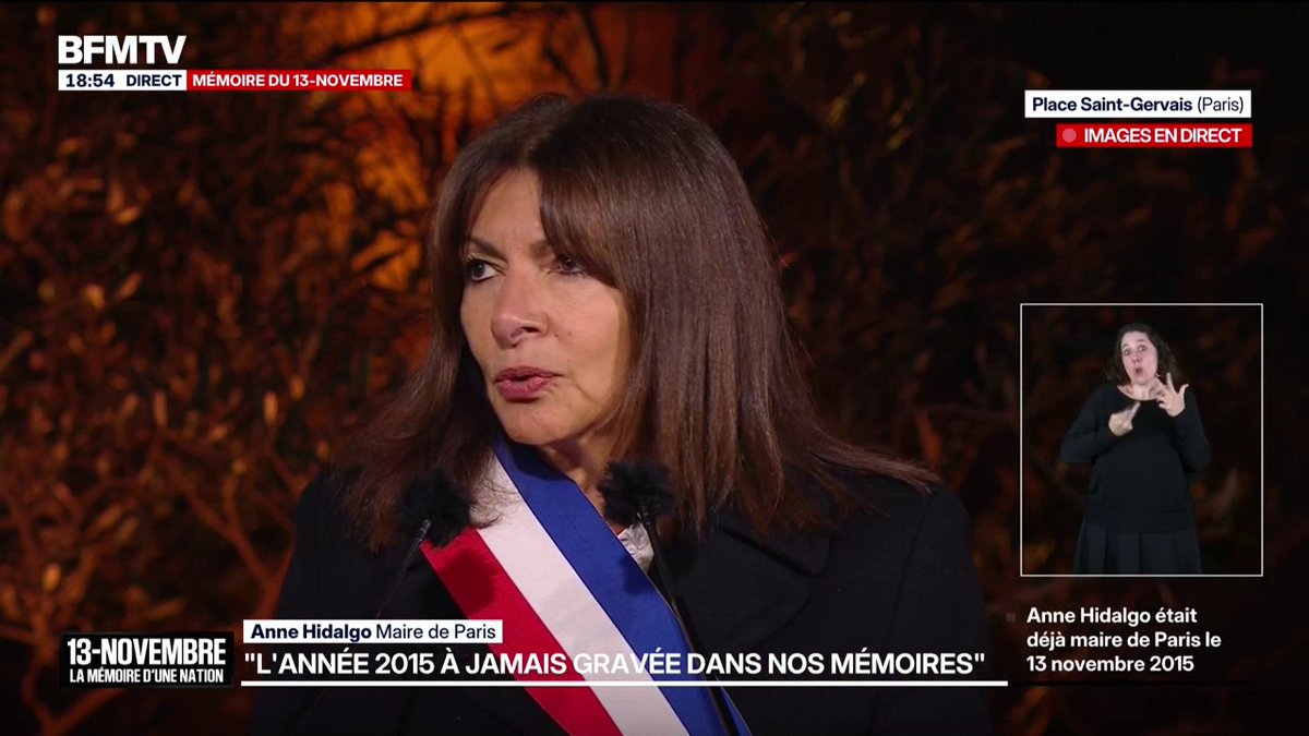 13-Novembre: "L'année 2015 restera à jamais gravée dans nos mémoires", déclare Anne Hidalgo, maire de Paris