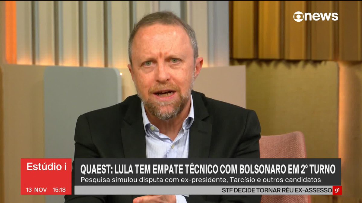 “Essa pesquisa não é nem um sinal amarelo, é uma explosão geral de sinal vermelho para a campanha Lula", diz thomas traumann sobre Quaest que apontou queda na vantagem do presidente sobre adversários no 2º turno de 2026. #Estúdioi ➡️ Assista à #GloboNews: