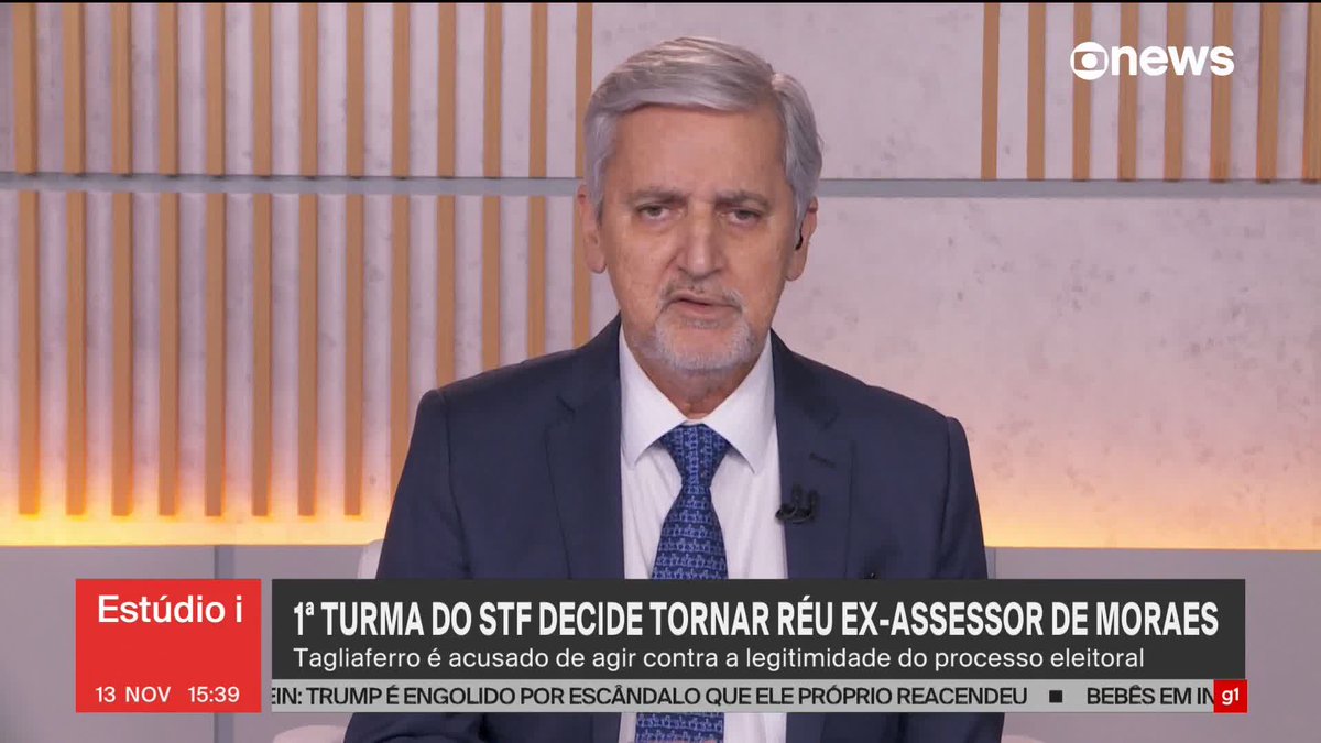 1ª Turma do STF decide tornar réu Eduardo Tagliaferro, ex-assessor de Moraes no TSE. Ele é acusado de agir contra a legitimidade do processo eleitoral e atuar para prejudicar as investigações de atos antidemocráticos. #Estúdioi ➡ Assista à #GloboNews: