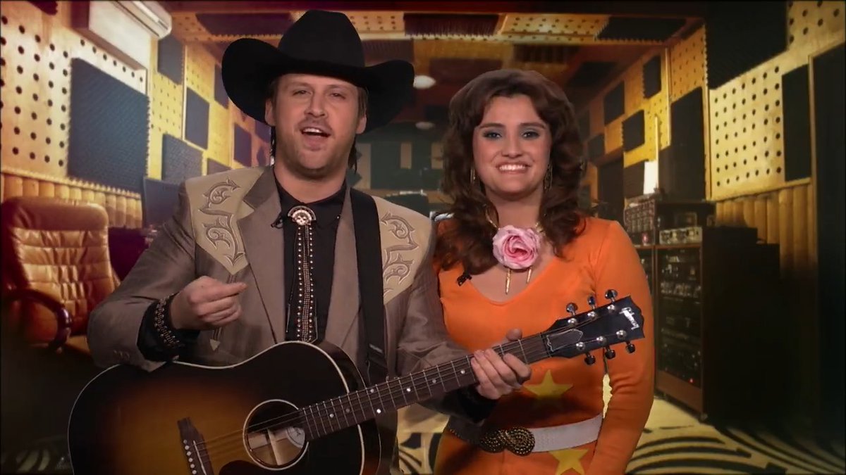 Country music duo Guthrie (brooks allison) & Maria (rose kelso) definitely did not use ChatGPT to write their new country song in response to AI songs charting for the first time 🤣 #FallonTonight