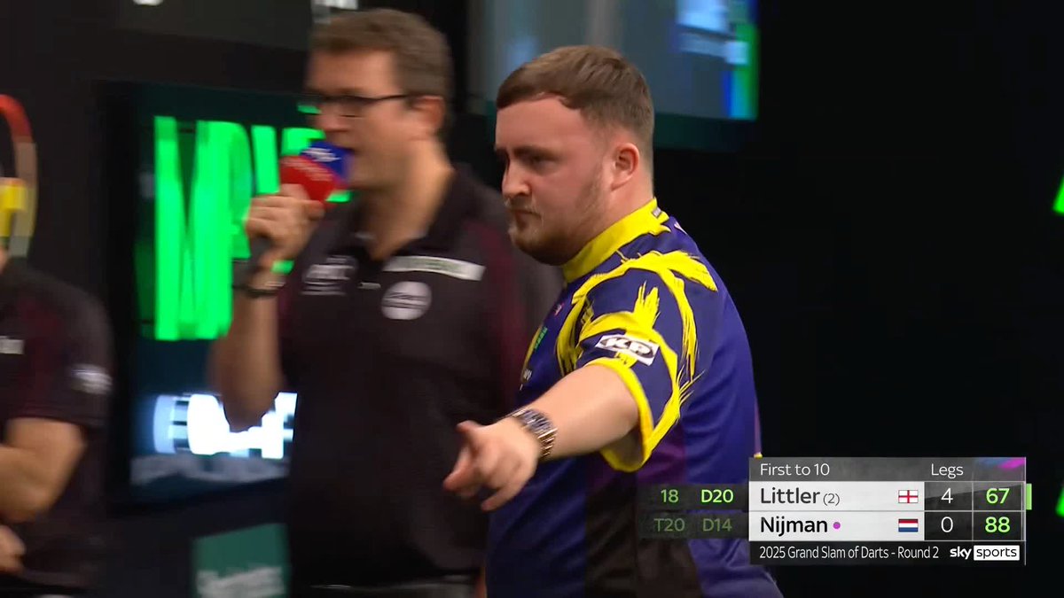 67 FOR LITTLER! 🤷‍♂️ Luke Littler is DOMINATING this contest against Wessel Nijman, leading 5-0 with a 107 average! 📺 #GSOD | R2