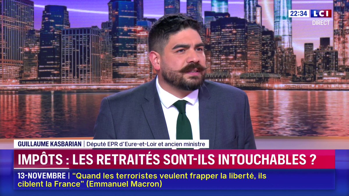 "Indistinctement, revaloriser toutes les retraites et augmenter toutes les retraites, ça mène à ce que l'on a connu en 2024, augmenter de 25 milliards la dépense publique pour que 75% de cette somme finisse en épargne", Guillaume Kasbarian ▶️ Darius Rochebin