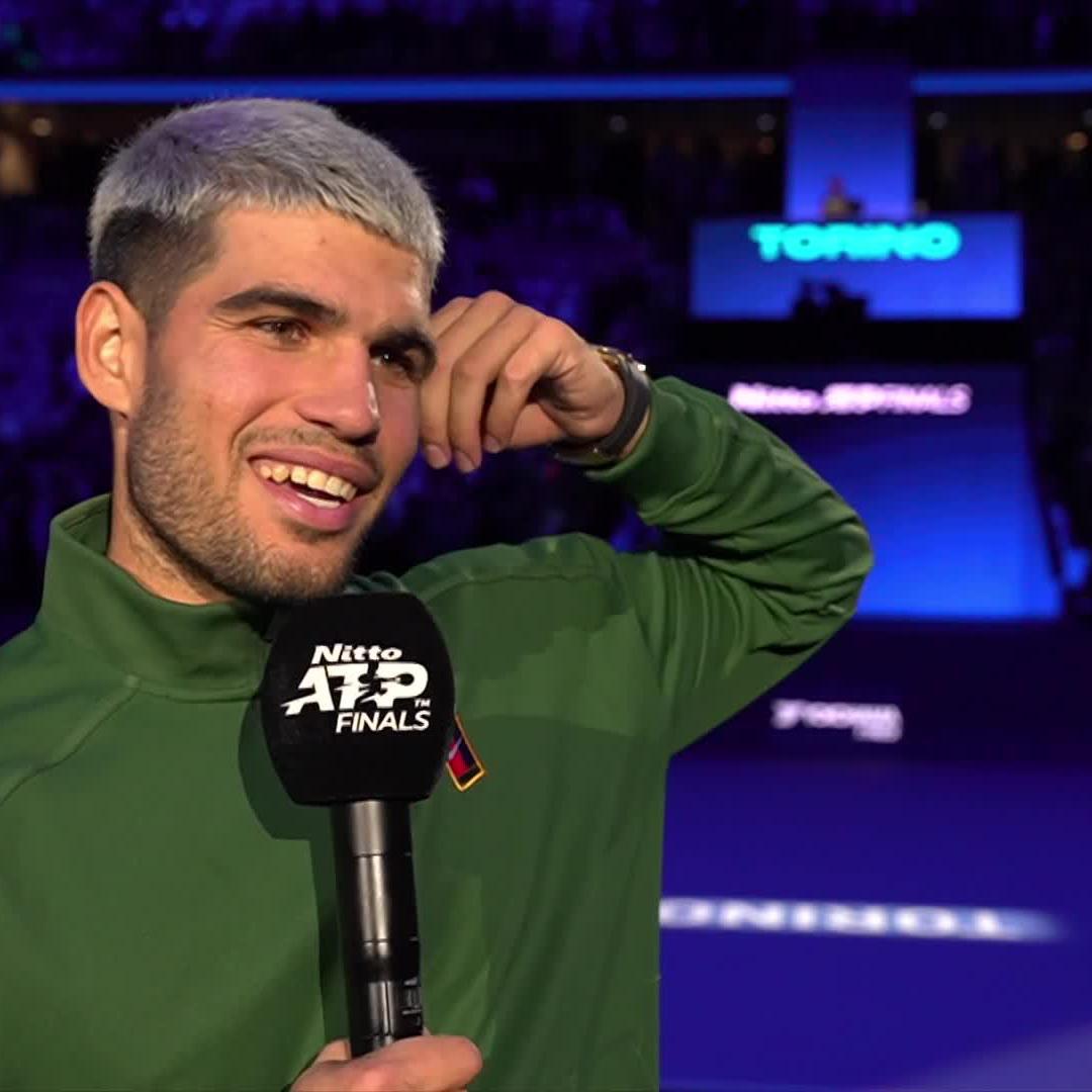 🗣️ “It means the world to me.” Carlos Alcaraz on what it feels like to secure year-end No. 1 #NittoATPFinalS