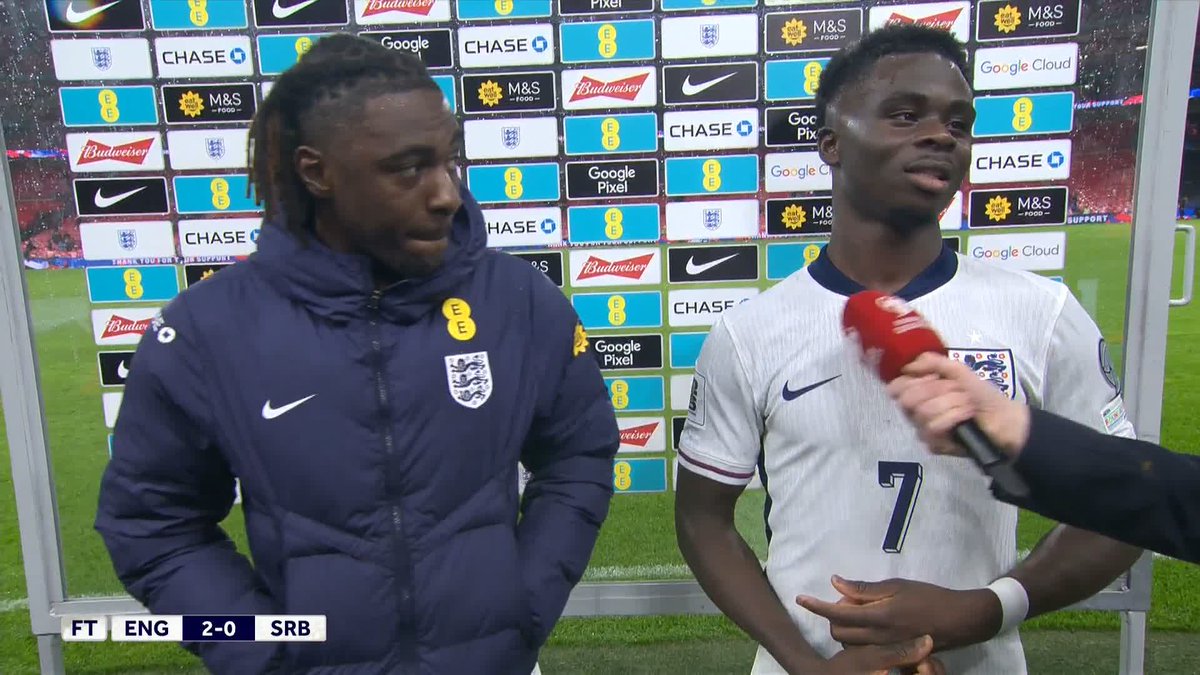 Two CLEAN strikes from Eberechi Eze and Bukayo Saka tonight 👏🏴󠁧󠁢󠁥󠁮󠁧󠁿 #ITVFootball | #ThreeLions | Gabriel Clarke