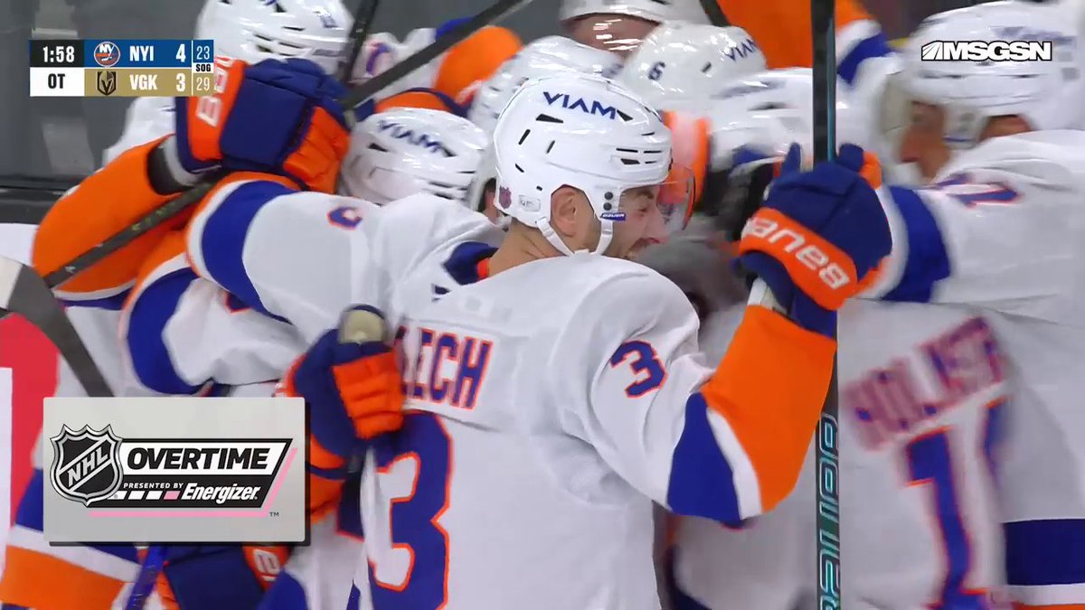 ISLANDERS WIN 🦞 Jean-Gabriel Pageau scores while shorthanded in Energizer overtime with a rocket of a shot!