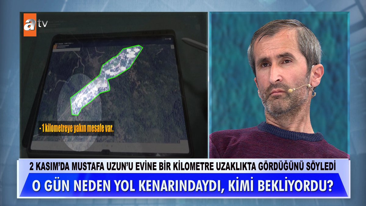 2 Kasım'da Mustafa Uzun'u evine bir kilometre uzaklıkta gördüğünü söyledi. ''Huriye Helvacı ve oğlunun geçtikleri yolu gören konumdaydı'' #MügeAnlıİleTatlıSert #MügeAnlı atv