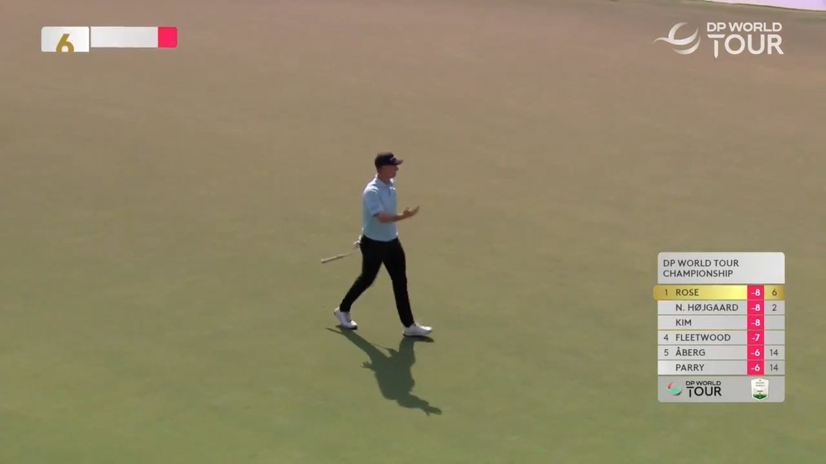 FROM 69ft!! Justin ROSE shares the lead! #DPWTC | #RolexSeries