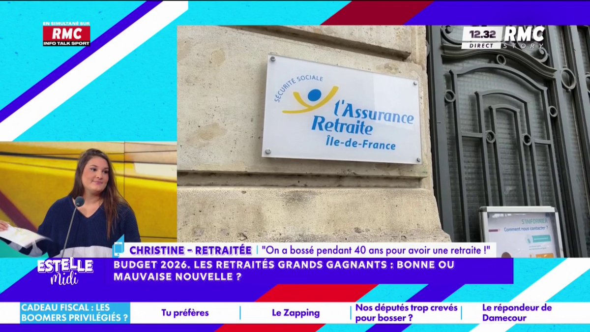 💶 Budget 2026 : les retraités grands gagnants 📞 Christine : "Les actifs, quand on voit tous ceux qui ne bossent pas car ils ne veulent pas travailler ! À mon époque on avait honte d'être au chômage ! Maintenant, ils ont des aides... Commencez à bosser 40 ans !" #EstelleMidi