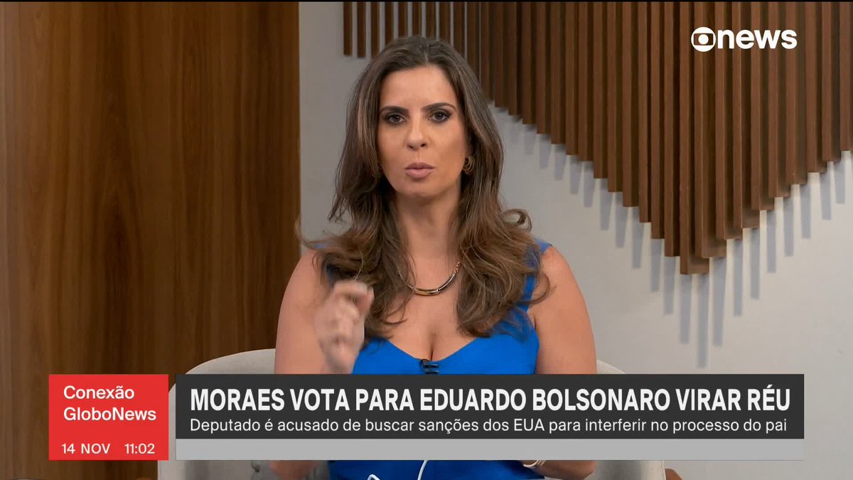 Relator, ministro Alexandre de Moraes vota para aceitar denúncia contra Eduardo Bolsonaro por coação no curso do processo. #ConexãoGloboNews ➡ Assista à #GloboNews: