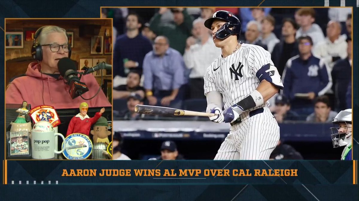 "If Aaron Judge was on Seattle, and Cal Raleigh was on the Yankees, who wins MVP? And that's a rhetorical question because we know that Cal Raleigh, as catcher of the Yankees, he is going to be your MVP." – DP weighs in on Aaron Judge winning AL MVP over Cal Raleigh.