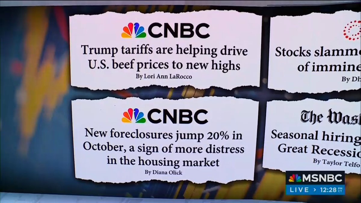 Host: Food prices are not way down, and there are other bad signs. The housing market, foreclosures jumped to 20% in October. Employers are warning next spring's college graduate hiring market could be even worse than this year's. Seasonal hiring is at its weakest since the Great Recession