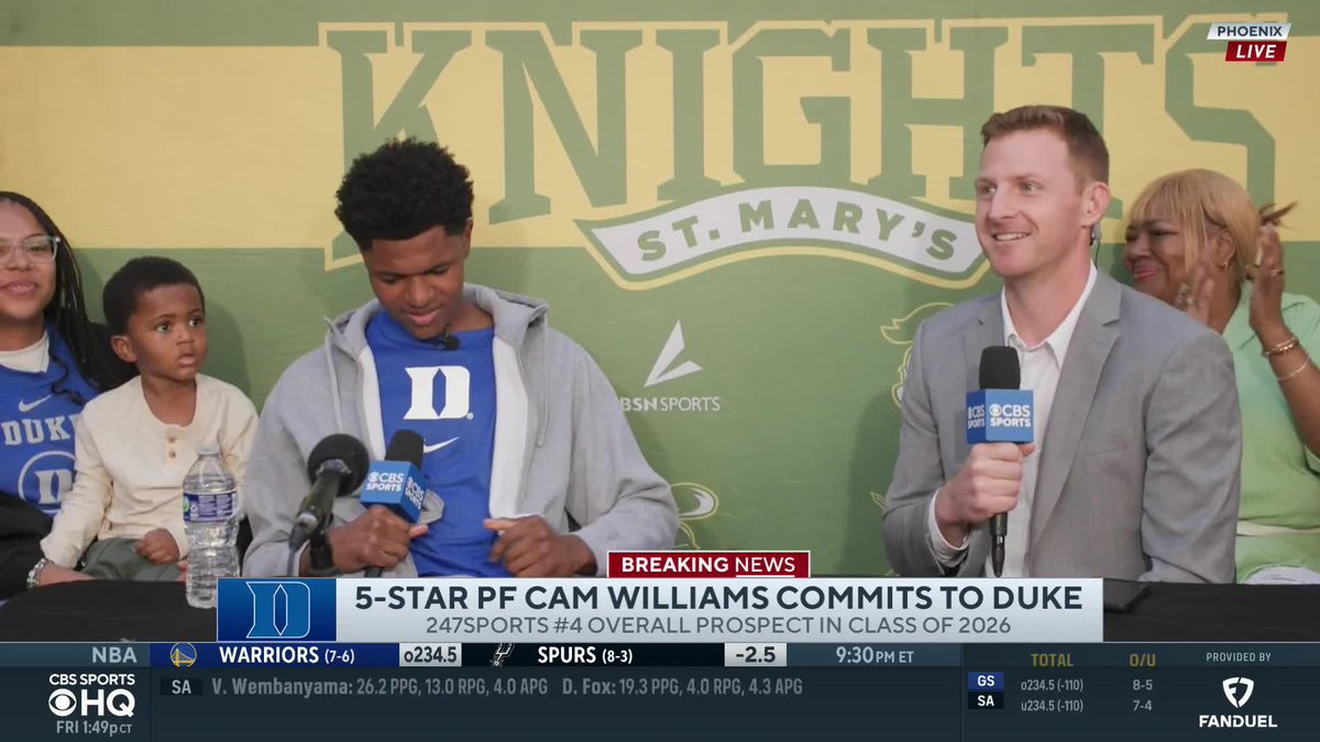 JUST IN: 5⭐️ forward Cameron Williams has committed to Duke Men’s Basketball. Williams is the No. 4 overall player in the class of 2026. 🎙️ Travis Branham