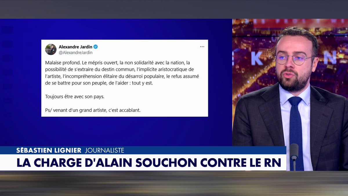 Le journaliste Sébastien Lignier réagit à la charge d’Alain Souchon contre le RN : «J’en ai assez de tous ces artistes qui se croient permis de donner à tout bout de champ leur avis politique», dans #HDPros2WE