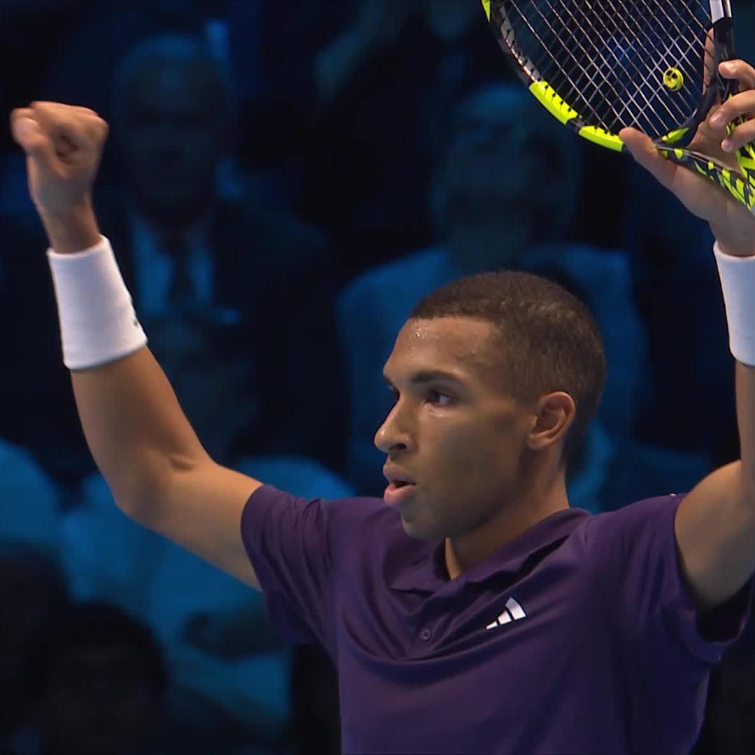 The moment Félix AugerAliassime claimed his 50th win of the season and booked his FIRST #NittoATPFinals semi-final! 👏