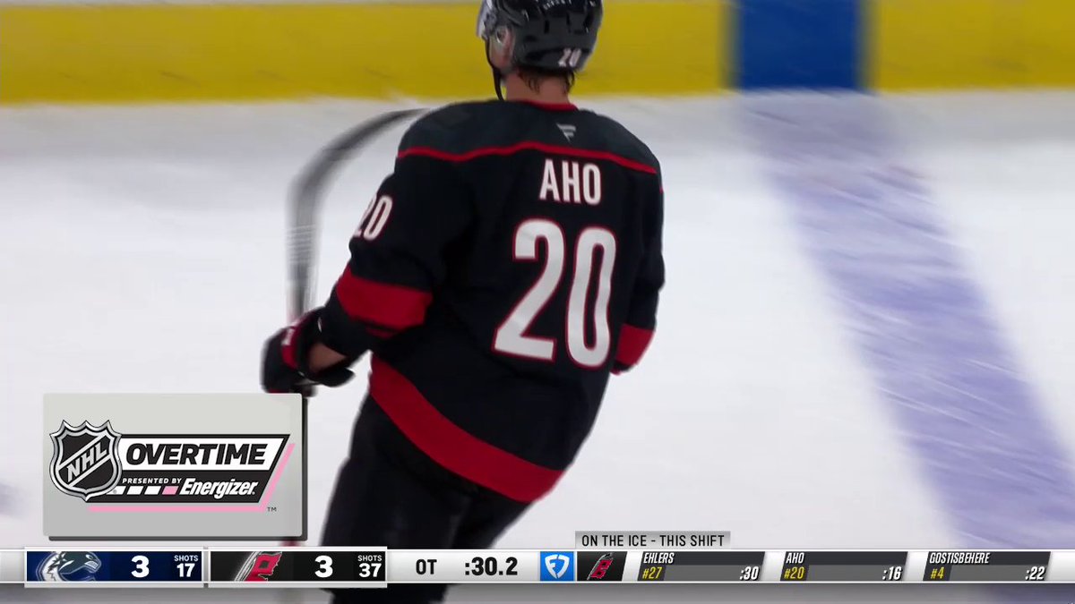 BANG!! 🚀 Sebastian Aho wins it for the Carolina Hurricanes in Energizer overtime!